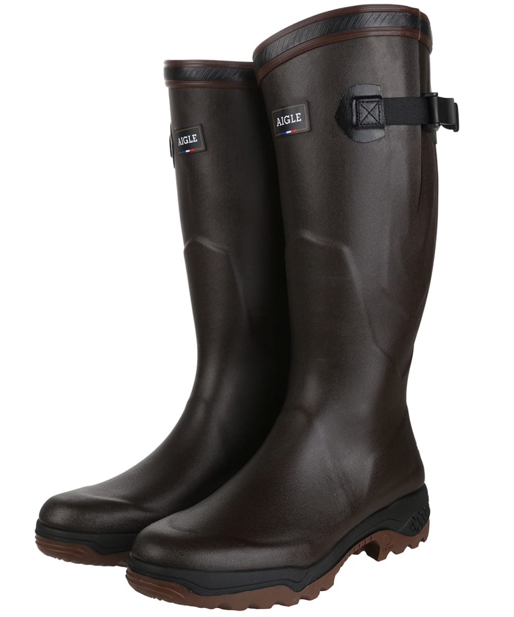 View Aigle Parcours 2 Vario Adjustable Fit Tall Wellington Boots Brown UK 95 information