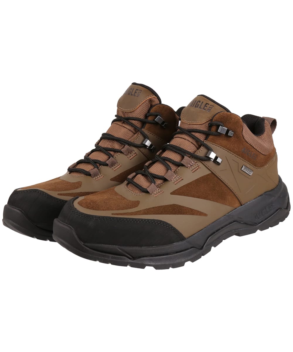 View Mens Aigle Palka MTD Split Leather Walking Shoes Dark Brown UK 95 information