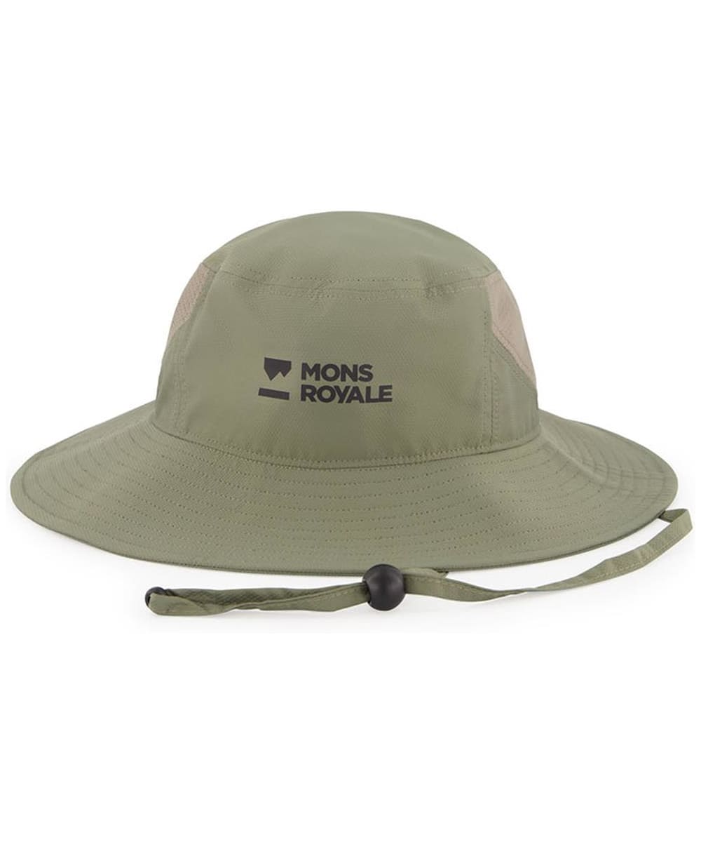 View Mons Royale Velocity Wide Brim Boonie Hat With Chin Strap Olive SM information