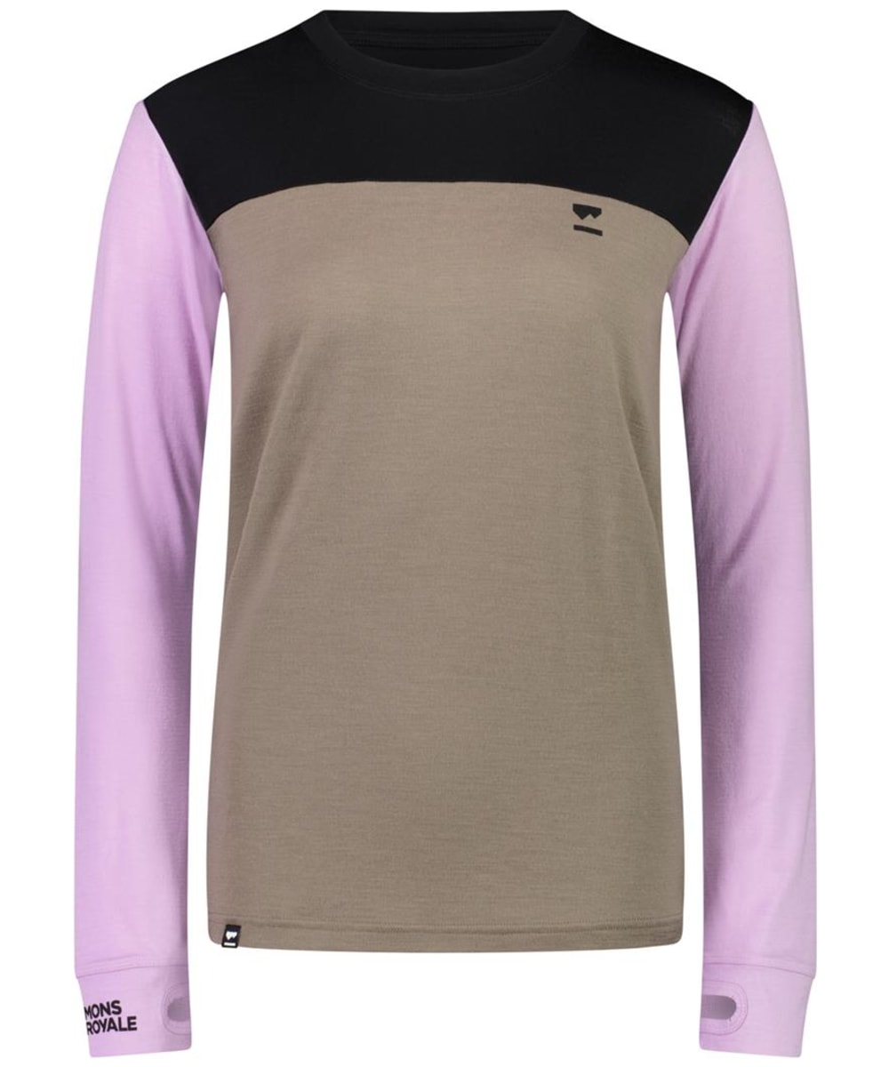 View Womens Mons Royal Yotei BF Merino Long Sleeved Top Orchid Dawn XS information
