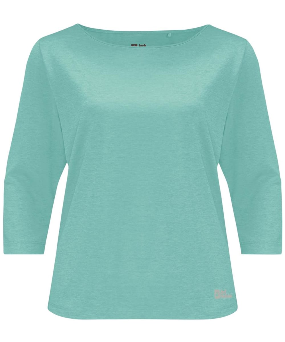 View Womens Jack Wolfskin Pack Go 34 Sleeve Tee Fresh Ice L information