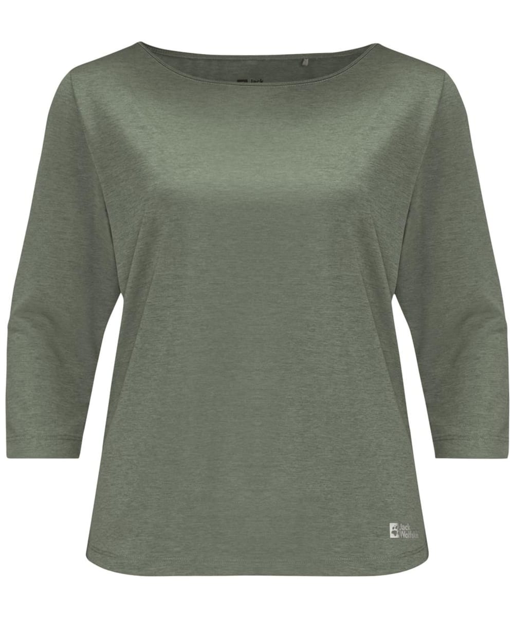 View Womens Jack Wolfskin Pack Go 34 Sleeve Tee Picnic Green M information