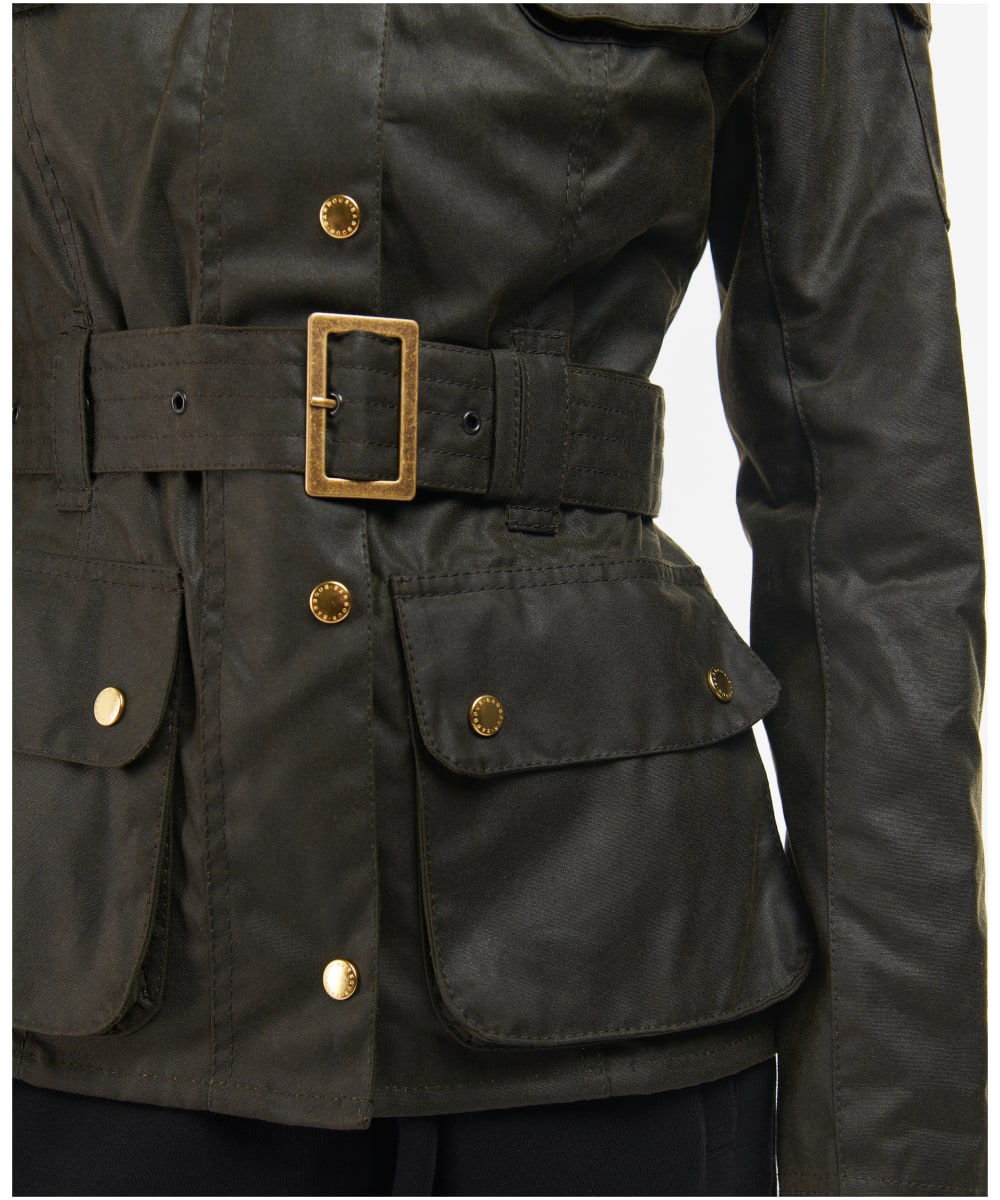 Barbour international belted wax jacket online