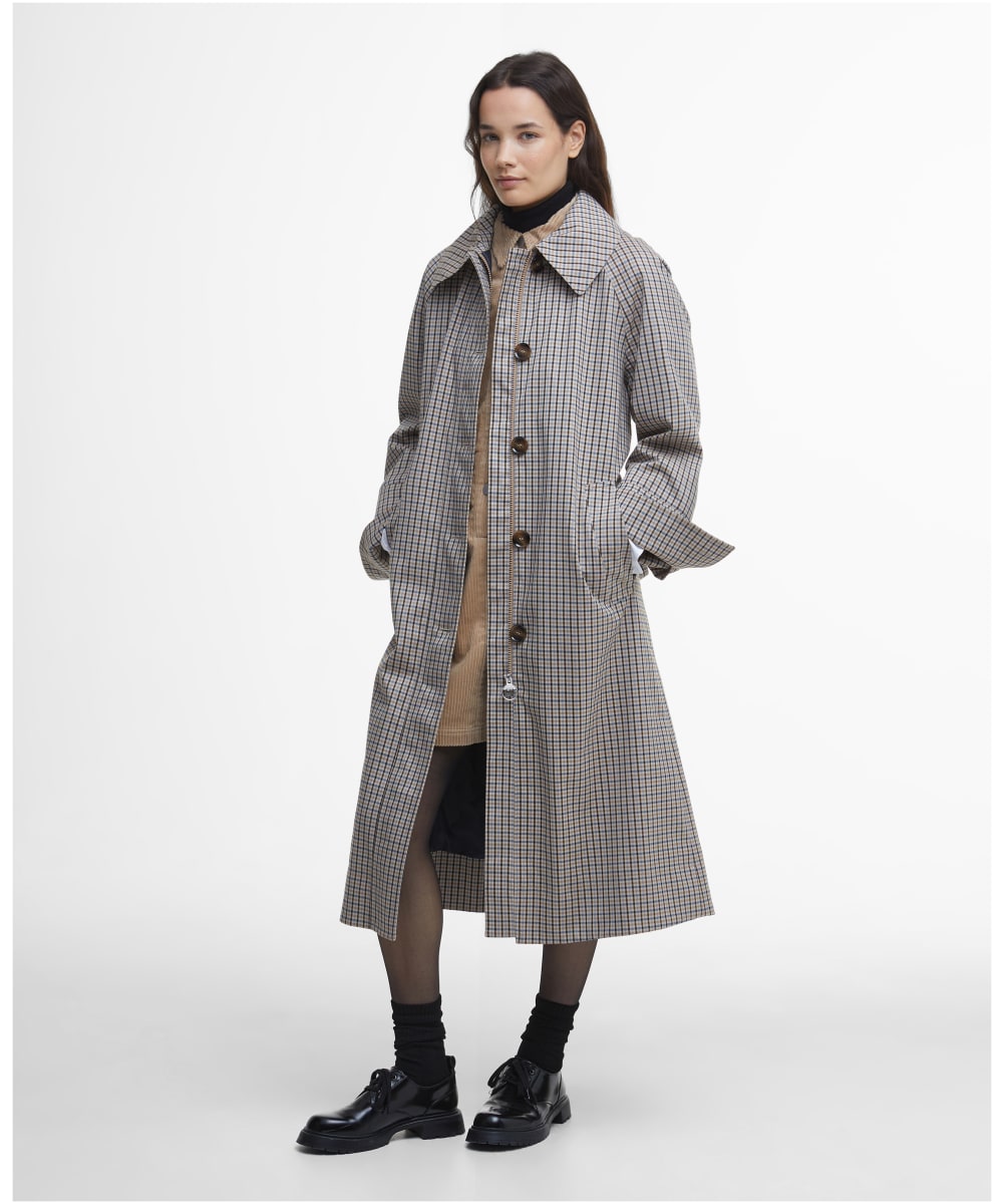 Women's Barbour Beatrix Check Showerproof Trench Coat