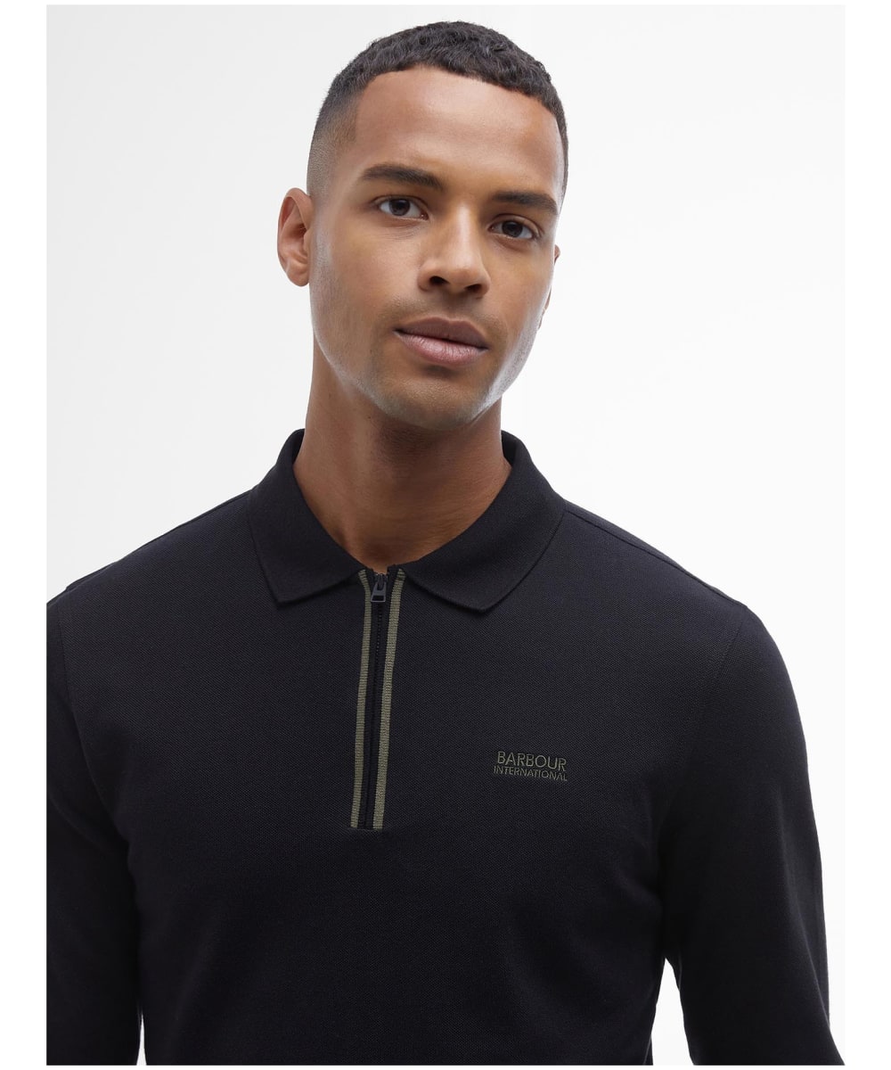 Men s Barbour International Marshall Long Sleeve Zipped Polo Shirt