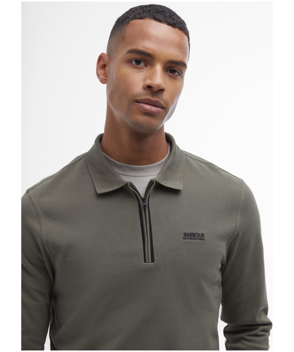 Men s Barbour International Marshall Long Sleeve Zipped Polo Shirt