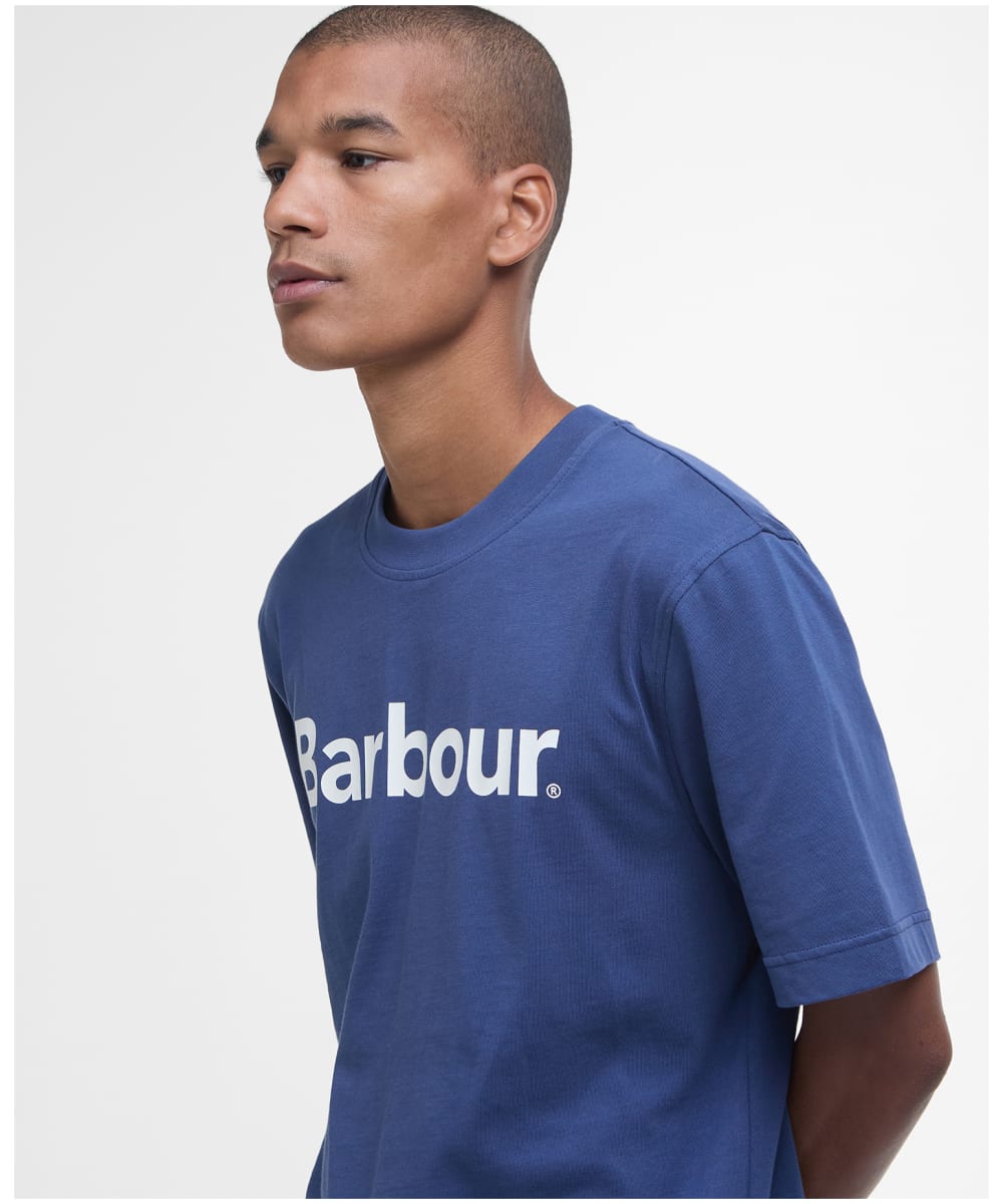 Tシャツ・カットソー BARBOUR Men T Shirts MMTS1296 NY91 Blue Barbour x Steve McQueen logo-print T-shirt | Blue | FARFETCH JO