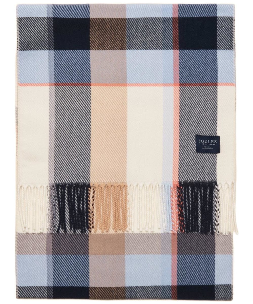 Sciarpa Joules Langtree Donna A Quadri Verde/Crema Con Nappe - 170x73 Cm, 100% Poliestere
