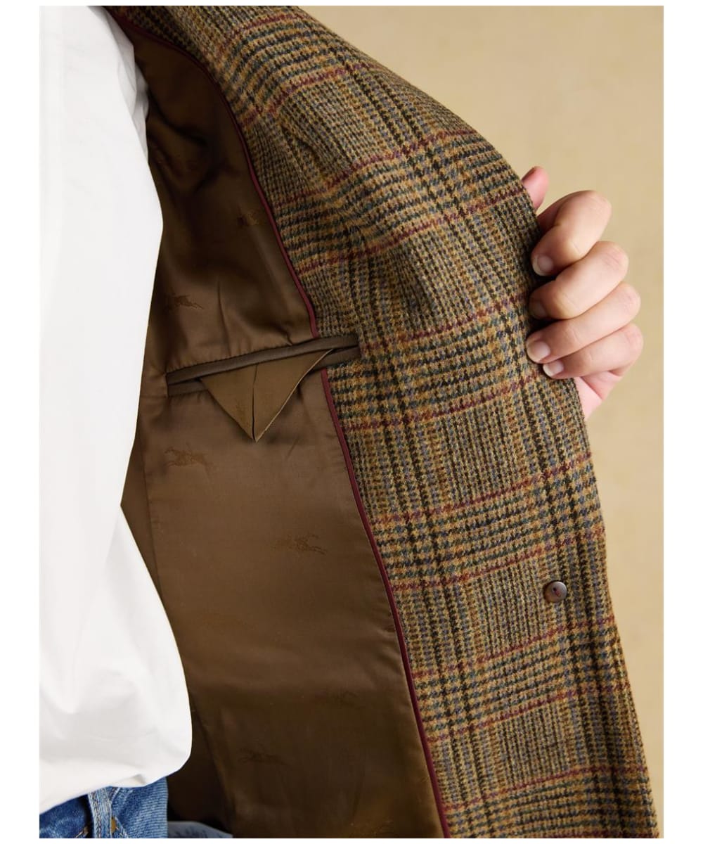 Veste tweed JOULES UK 8 marron blazer BRONTE à chevrons plaid country