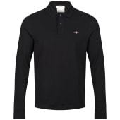 Men s GANT Shield Long Sleeve Pique Rugger Polo Shirt