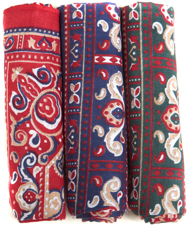 Men's Barbour Paisley Handkerchiefs - Red / Green / Navy