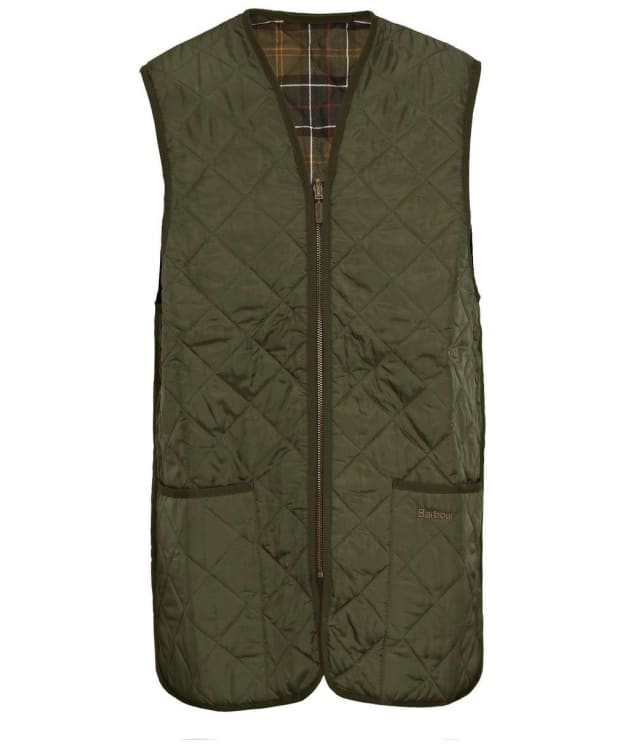 Men's Barbour Quilted Waistcoat / Zip-In Liner (Classic Tartan) - Olive