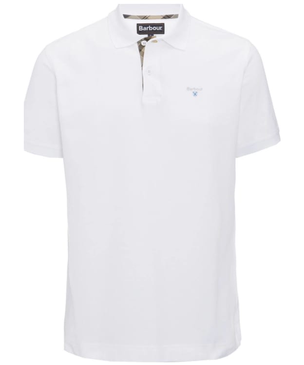 Men's Barbour Tartan Pique Polo Shirt - White