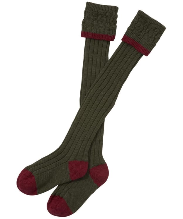 Men's Barbour Contrast Gun Merino Wool Stockings - Olive / Cranberry