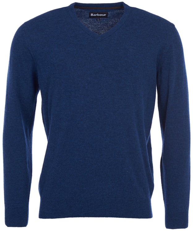 Men's Barbour Essential Lambswool V Neck Sweater - Deep Blue