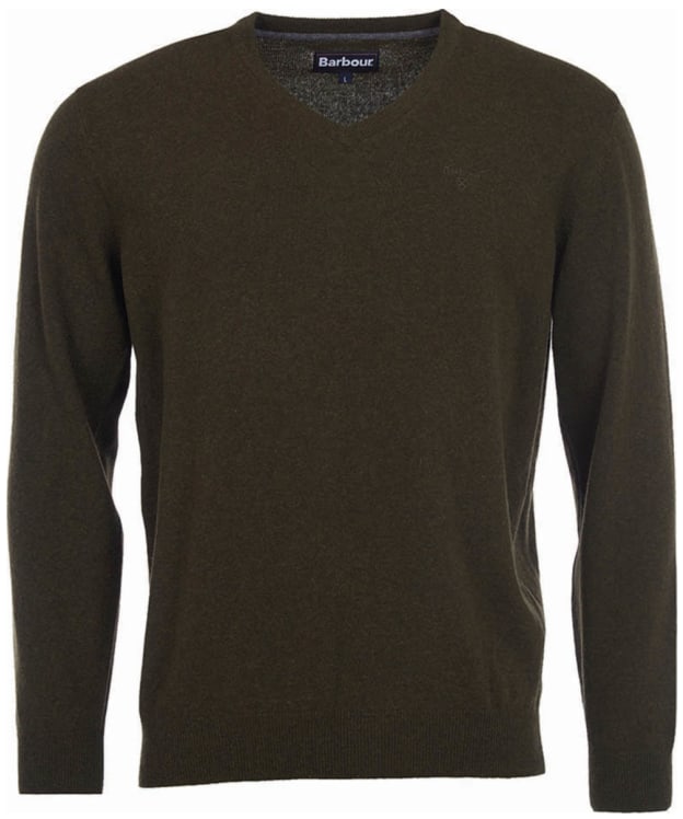 Men's Barbour Essential Lambswool V Neck Sweater - Seaweed