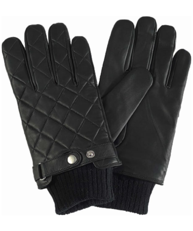 Men's Barbour Quilted Leather Gloves - Black