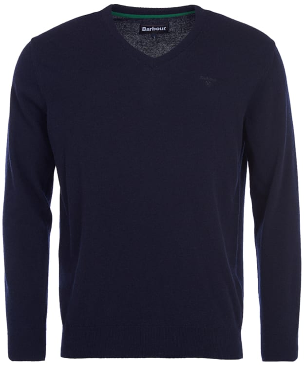 Men's Barbour Essential Lambswool V Neck Sweater - Navy