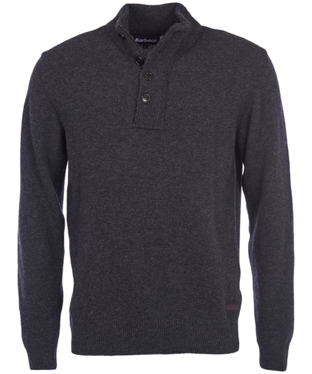 Men's Barbour Patch Half Button Lambswool Sweater - Charcoal