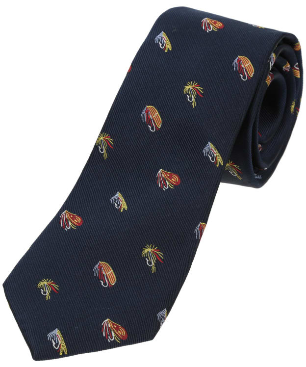 Men's Soprano Fishing Flies Silk Tie - Navy