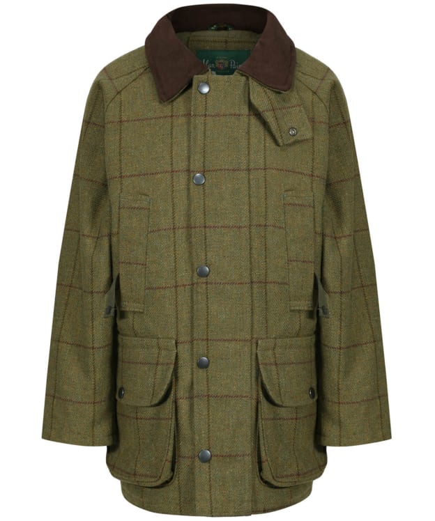 Children's Alan Paine Rutland Water Repellent Tweed Coat, 5-16yrs - Lichen