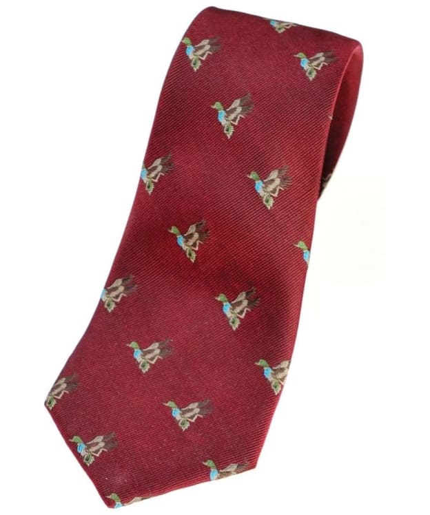 Men's Alan Paine Ripon Silk Tie - Duck Design - Bordeaux
