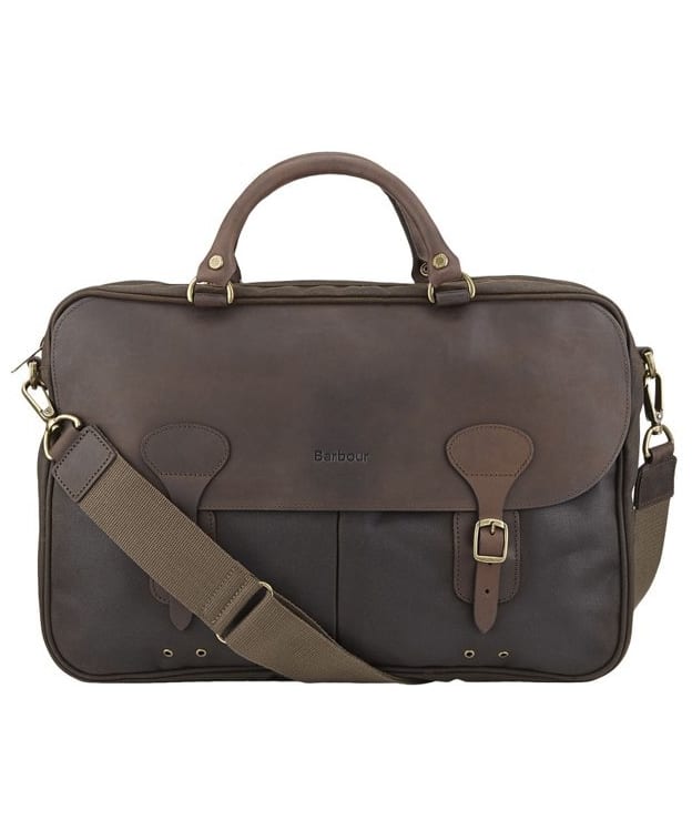 Barbour Wax and Leather Briefcase - Olive