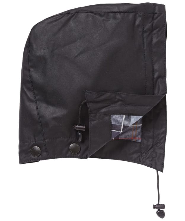Barbour Waxed Cotton Hood (Tartan Lining) - Black