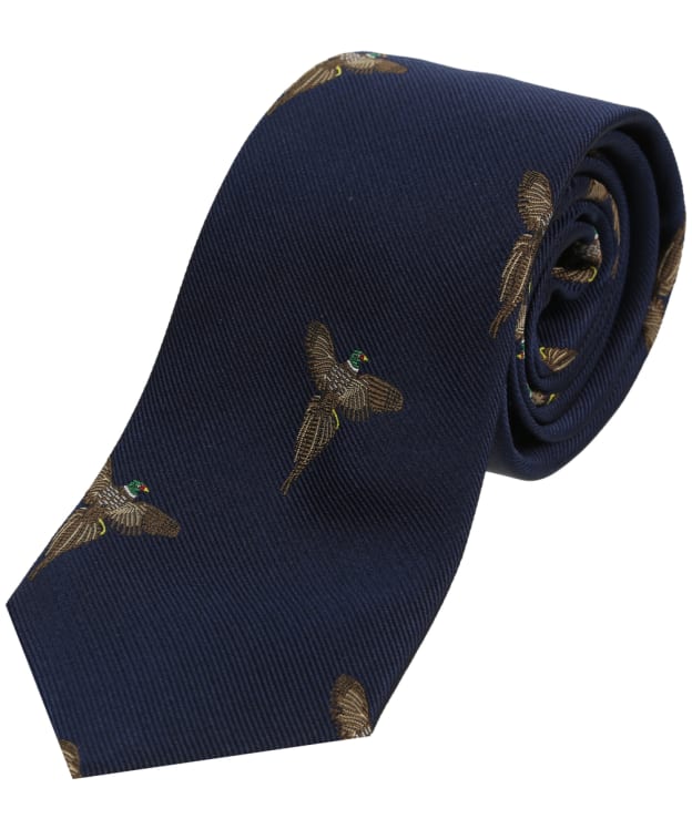 Men's Soprano Flying Pheasant Print Silk Tie - Navy