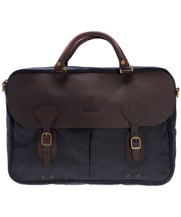 Barbour Wax and Leather Briefcase - Navy