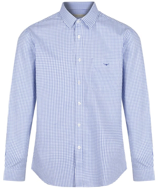 Men's R.M. Williams Collins Cotton Twill Checked Shirt - White / Blue