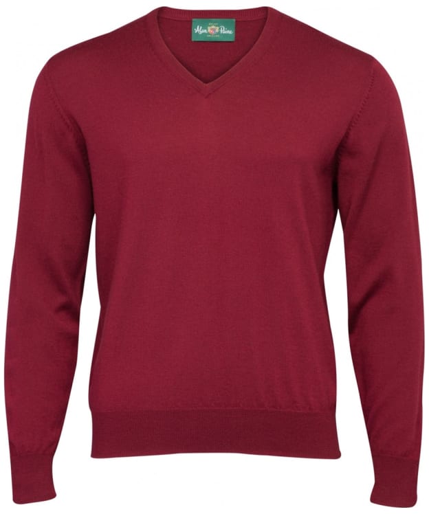 Men's Alan Paine Millbreck V-Neck Merino Sweater - Bordeaux