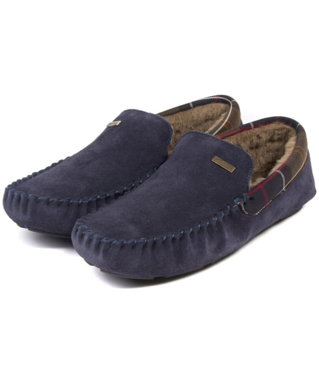 Men's Barbour Monty House Suede Slippers - Navy Suede