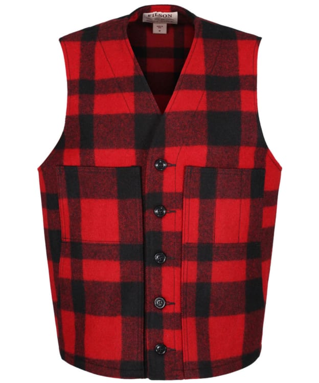 Men's Filson Mackinaw Wool Heavyweight Vest - Red / Black Plaid