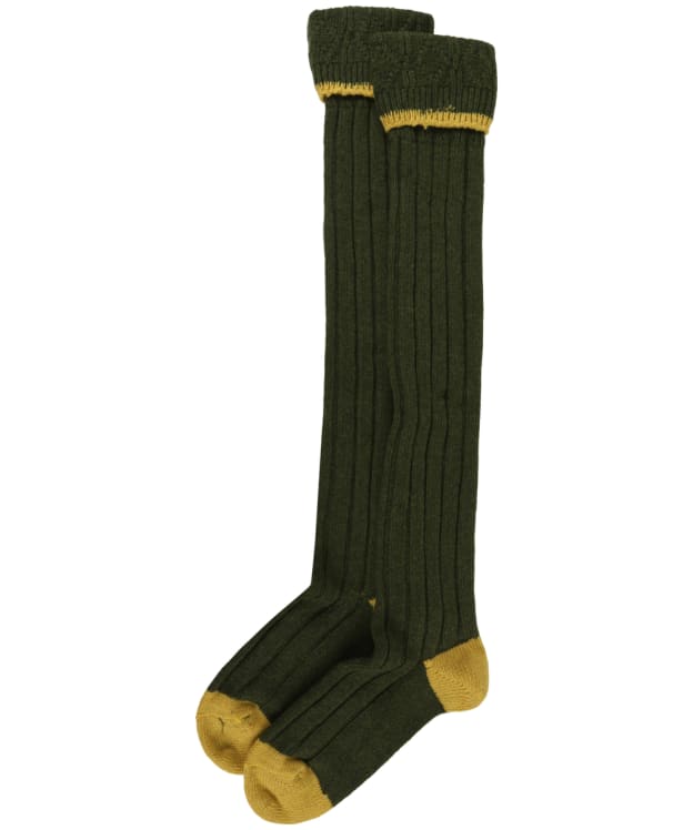 Men's Barbour Contrast Gun Merino Wool Stockings - Olive / Gold