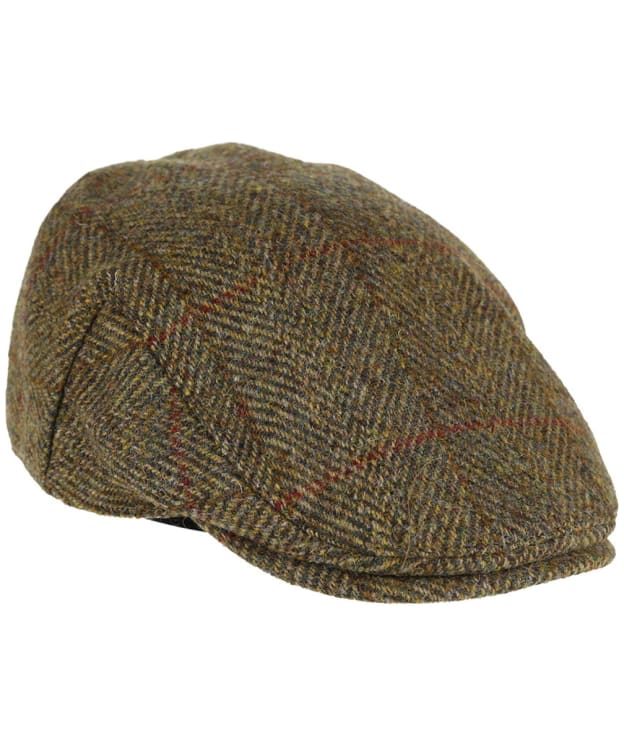 Heather Highland Harris Tweed Flat Cap - Olive / Gold