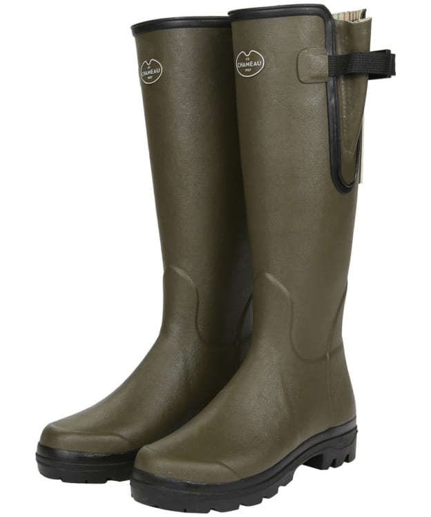 Women's Le Chameau Vierzon Jersey Lined Tall Wellingtons - Vert Chameau