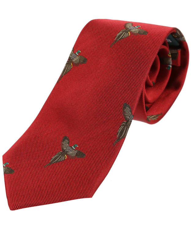 Men's Soprano Flying Pheasant Print Silk Tie - Red
