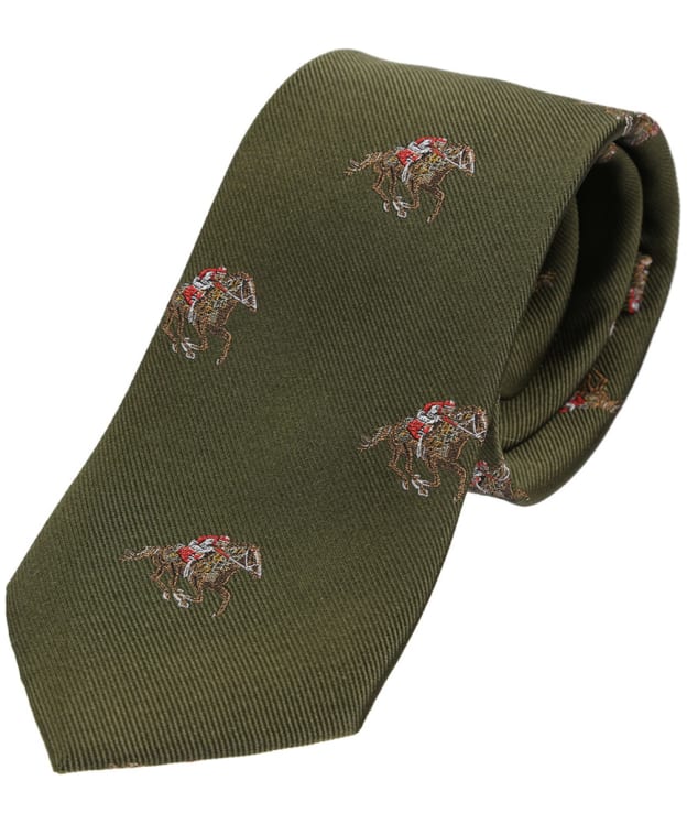 Men's Soprano Jockeys and Horses Silk Tie - Green