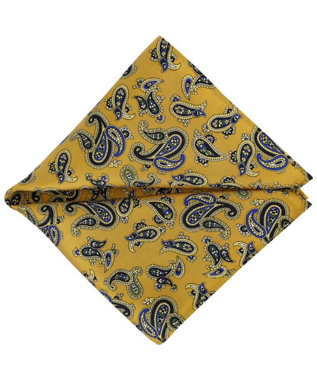 Men's Soprano Paisley Silk Pocket Square - Mustard