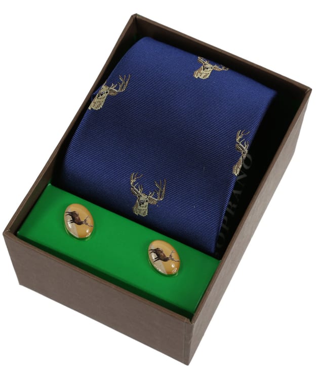 Men's Soprano Stags Head Tie and Cufflink Set - Navy