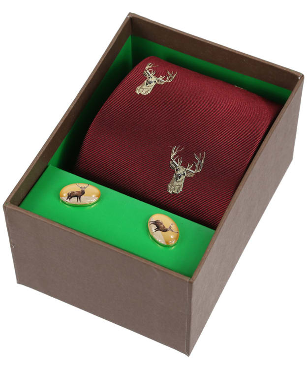 Men's Soprano Stags Head Tie and Cufflink Set - Wine