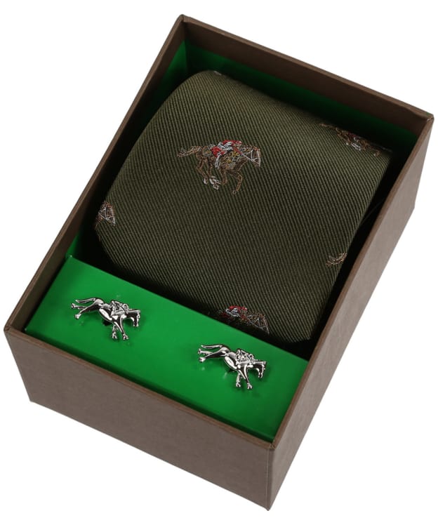 Men's Soprano Racing Tie and Cufflink Set - Green