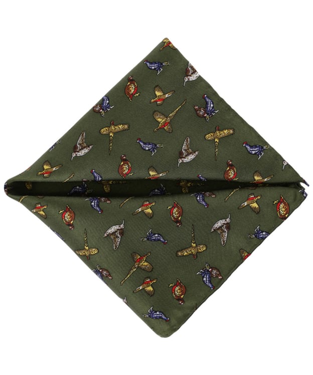 Men's Soprano Country Birds Silk Pocket Square - Green
