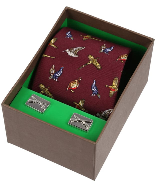 Men's Soprano Country Birds Silk Tie and Cufflink Set - Red