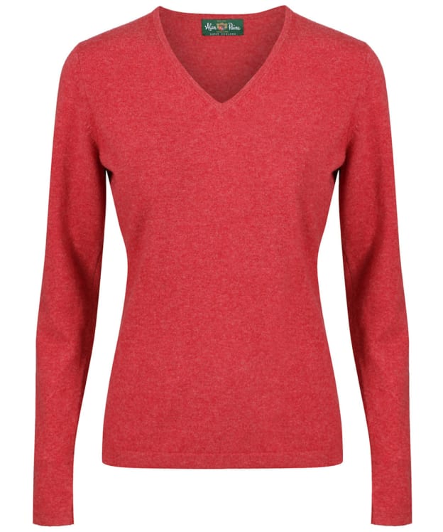 Women's Alan Paine V-Neck Wool Sweater - Rouge