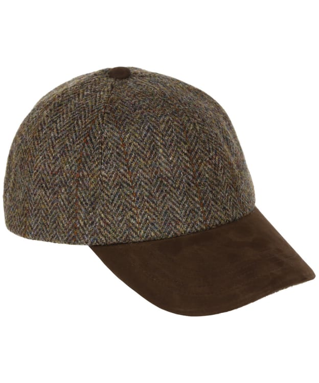 Heather Glencairn Harris Tweed Leather Peak Baseball Cap - Green / Brown HB