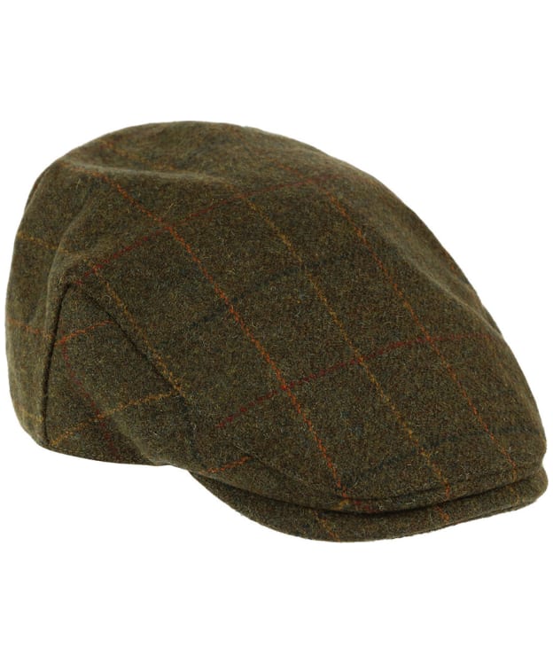 Heather Kinloch Waterproof British Tweed Flat Cap - Brown / Orange Check