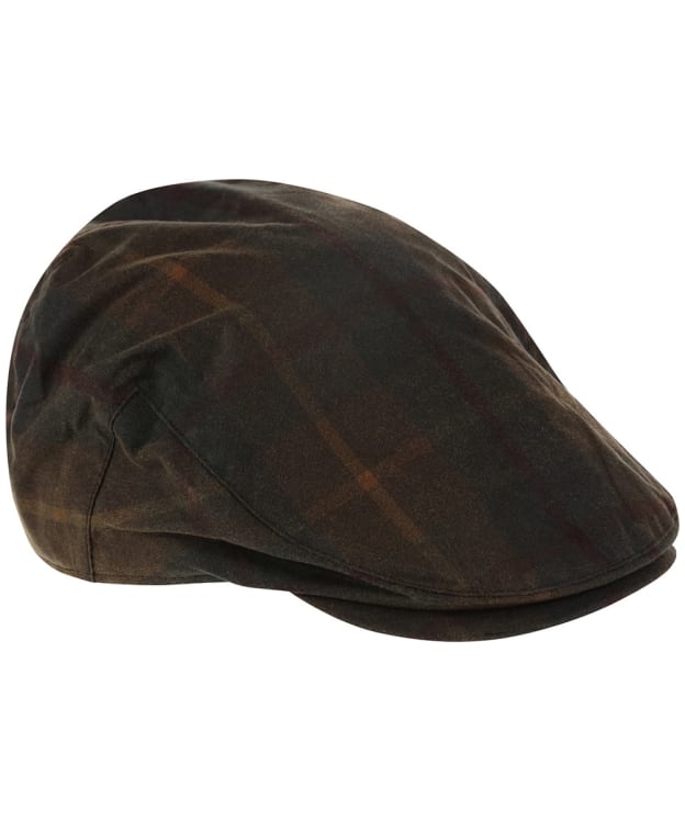 Heather Charles Tartan Waxed Cotton Flat Cap - Hunter