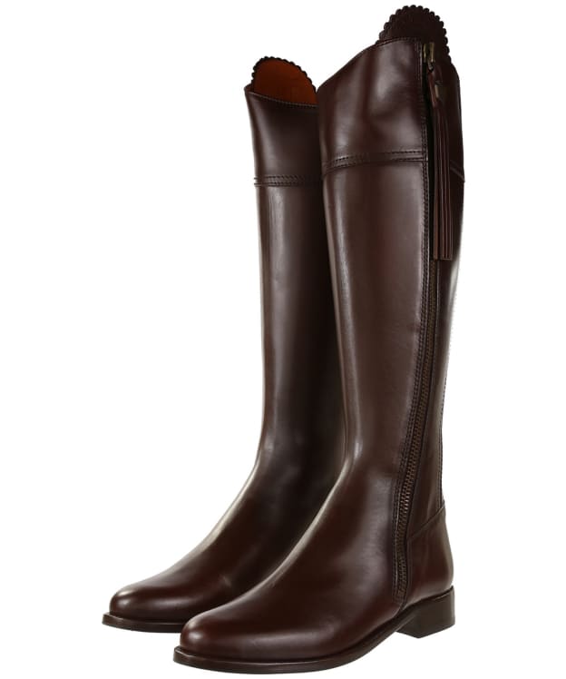 Women's Fairfax & Favor Regina Tall Flat Leather Boots - Mahogany Leather